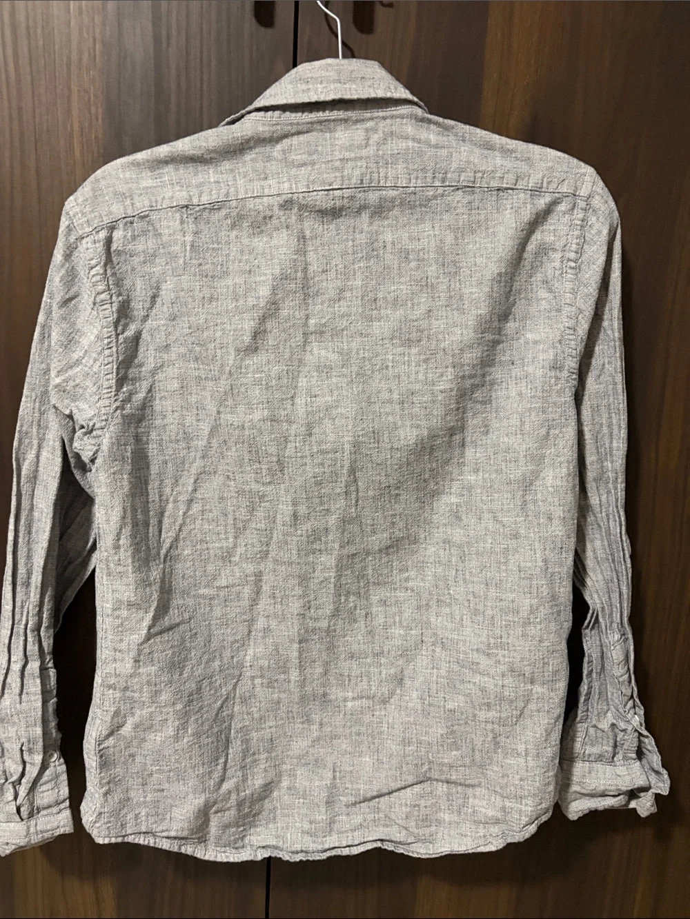 Banana Republic Light Gray Linen-Blend Casual Button-Down Shirt